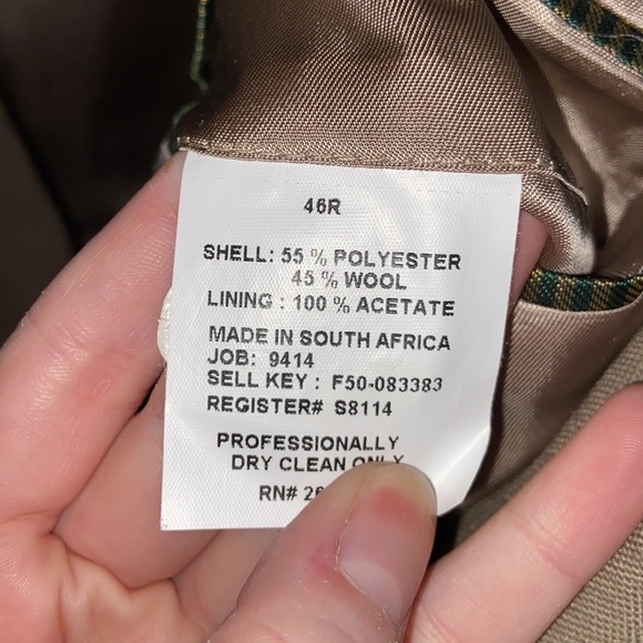 Palm Beach Tan Wool Sport-coat Suit Jacket Size 46R - Picture 5 of 6